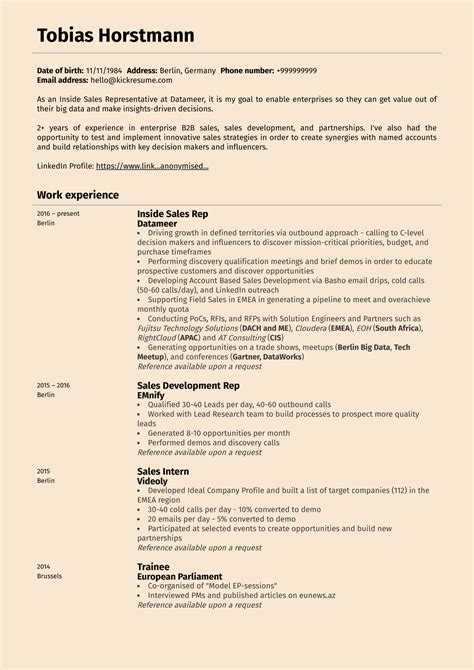 Sales Representative Resume Templates Free