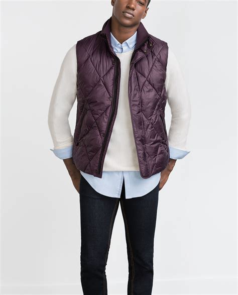 Zara Purple Quilted Waistcoat For Men Lyst