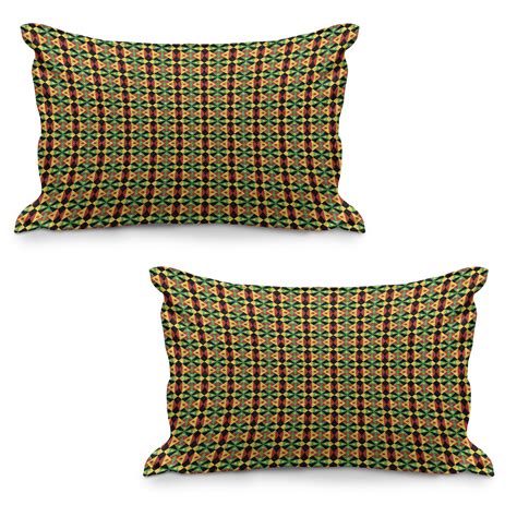 Kente Pattern Quilted Pillowcover Set Of Indigenous Heritage Tile