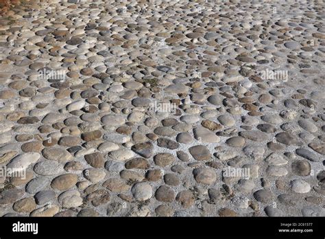 Stone Paving Background Granite Cobblestone Pattern In Vieste Italy