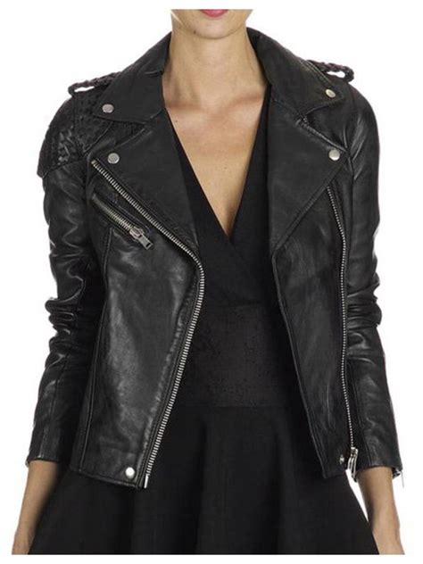 Arrow Laurel Lance Black Biker Leather Jacket Stars Jackets