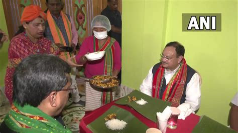 Ani On Twitter Bjp National President Jp Nadda Had Lunch At The Residence Of A Party Worker In