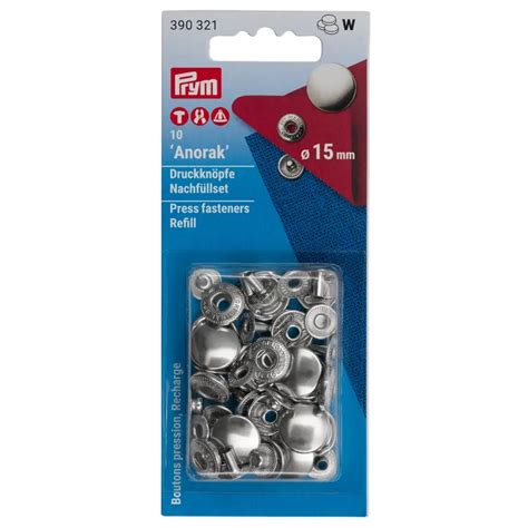 Prym 10 Stk Anorak Druckknöpfe 15mm silber Zwergenstoffe 10 50 CHF