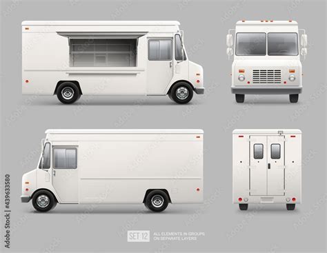 White Food Truck Hi Detailed Vector Template For Mock Up Brand Identity