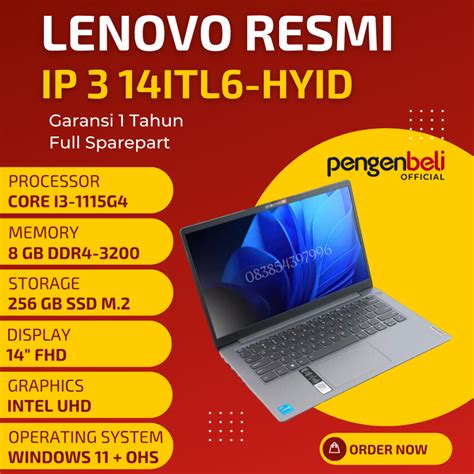 Jual Laptop Lenovo Garansi Resmi Ideapad 3 Slim 14itl6 Hyid Core I3