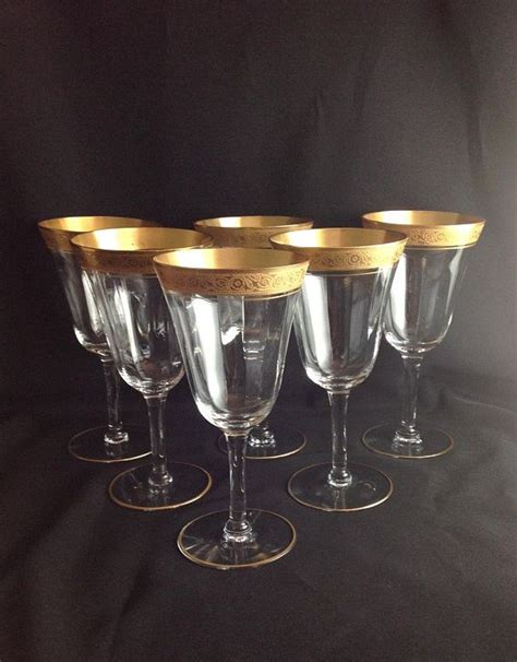 Tiffin Franciscan Ramblin Rose Gold Encrusted Trim Wine Water Etsy Antique Stemware