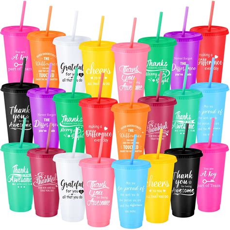 Skylety 24 Pcs Thank You T Bulk 24 Oz Plastic Tumbler