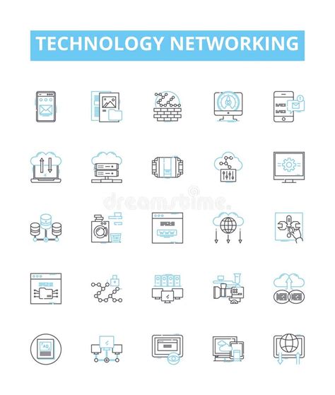 Technology Networking Vector Line Icons Set Networking Technology Lan Wan Tcp Ip Wi Fi