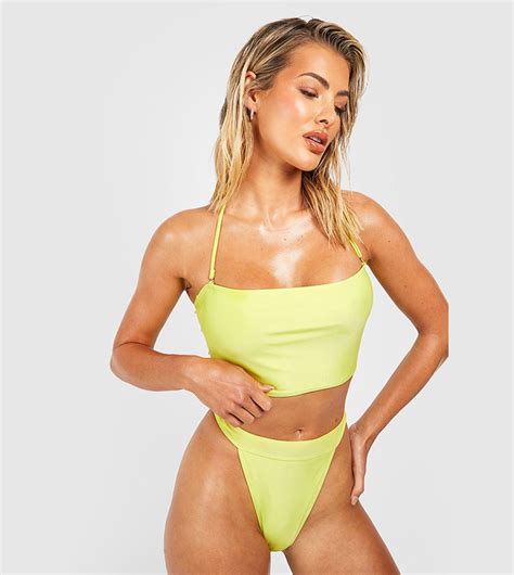 Buy Boohoo High Waist Tanga Bikini Brief In Green Thstreet Uae