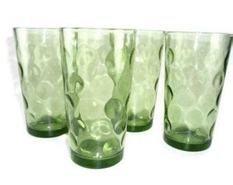 Green Hazel Atlas Eldorado Tumblers Vintage Dot Pattern Set Of 4