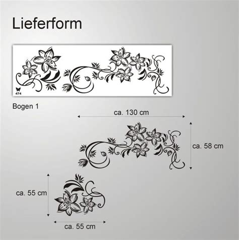 WANDTATTOO Wandaufkleber Blumen Ranke Blüten Blütenranke Wohnzimmer 474