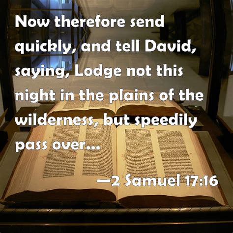 2 Samuel 17 16 Now Therefore Send Quickly And Tell David Saying