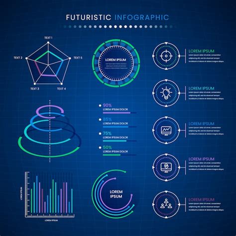 Free Vector Futuristic Infographic Collection Design