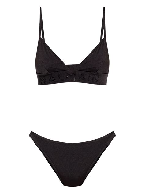 Balmain Rhinestone Embellished Bikini Black Farfetch