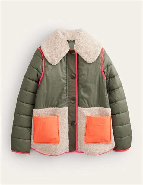 Quilted Borg Jacket Khaki Boden Eu