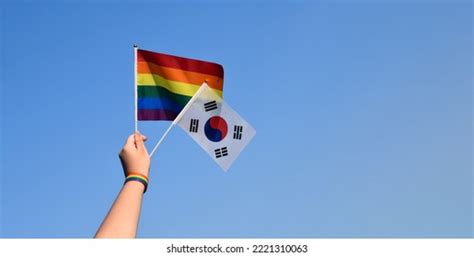 Gender Queer Hand Holding Flag Selective Focus Stock Photos And