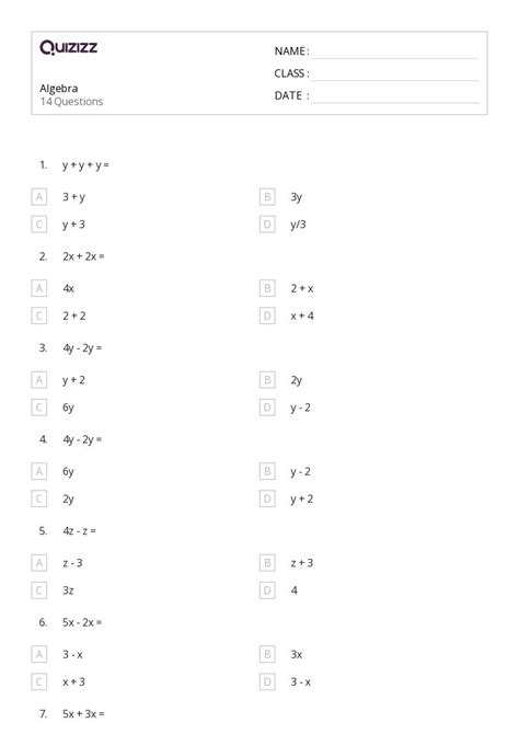 50+ Algebra worksheets on Quizizz | Free & Printable