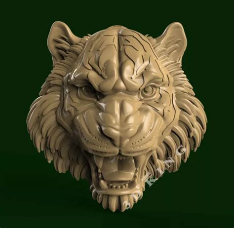 3D STL MODEL ANGRY TIGER HEAD For CNC Router Engraver Aspire Artcam 3D