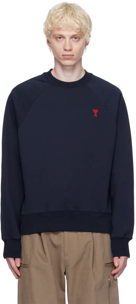 Navy Ami de Cœur Sweatshirt by AMI Paris on Sale