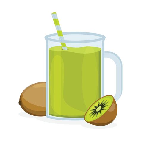 A Glass Of Kiwi Juice With A Straw Juices With Different Flavors