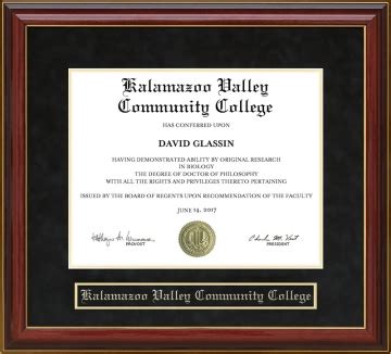 Kalamazoo Valley Community College (KVCC) (MI) Diploma Frames and ...