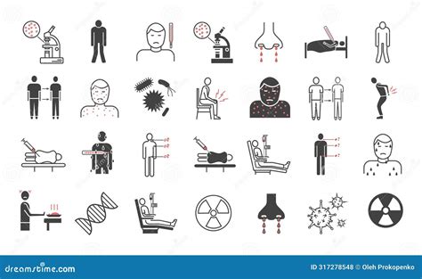 Leukemia Symptoms Banner Symptoms Treatment Line Icons Vector Signs