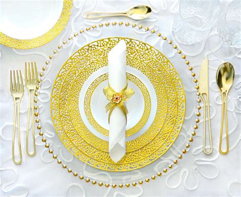 Gorgeous Disposable Plastic Gold Lace Plates Available At Posh Party