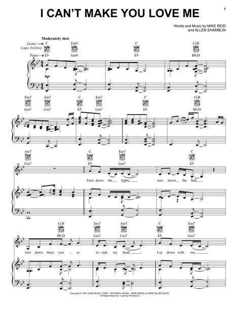 Bonnie Raitt I Can T Make You Love Me Sheet Music And Printable Pdf