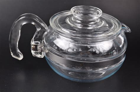 Vintage Pyrex Flameware Clear Glass Tea Pot Stove Top Ebay