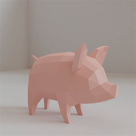 Pig Papercraft Papercraft D Papercraft Template Pig Low Etsy