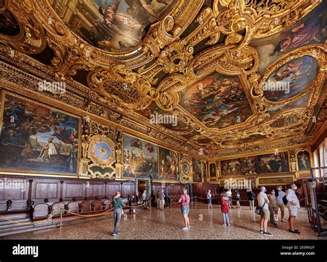 Frescoes And Stucco In The Senate Hall Sala Del Senato Doges Palace