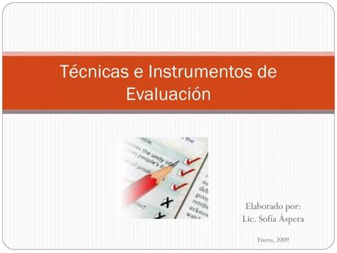 Ppt T Cnicas E Instrumentos De Evaluaci N Powerpoint Presentation