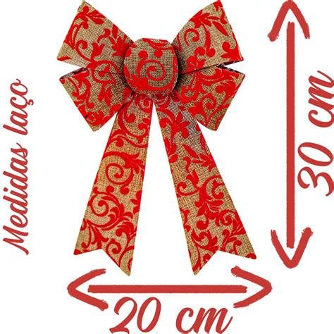 Kit 10 Enfeite Árvore Natal Laço Natalino Vermelho 30cm