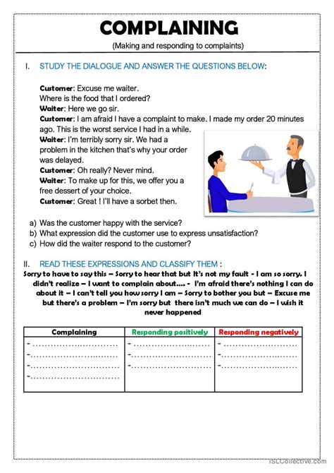 Making And Responding To Complaints English ESL Worksheets Pdf Doc