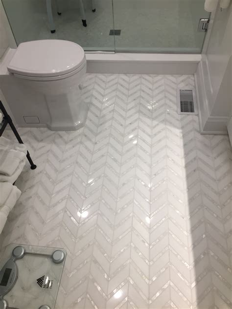 Thassos Mother of Pearl Chevron Mosaic - Tile & Stone Techniques