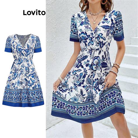 Lovito Boho Tribal Print Wrap Dress For Women L Md Shopee Singapore