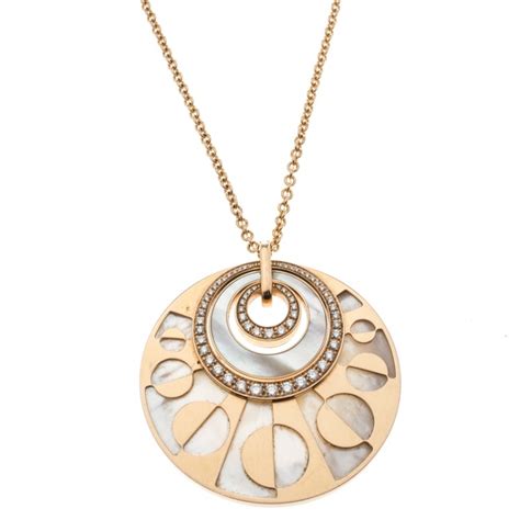 Bvlgari Intarsio Diamond Mother Of Pearl 18K Rose Gold Medallion