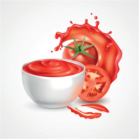 Tomato Sauce Realistic Composition Vector Illustration Vector