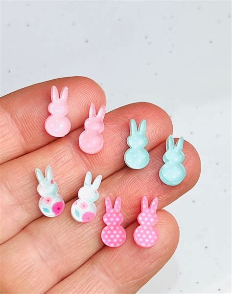 81624 Pcs Set Of Colorful Easter Bunny Rabbit Peep Stud Acrylic Diy