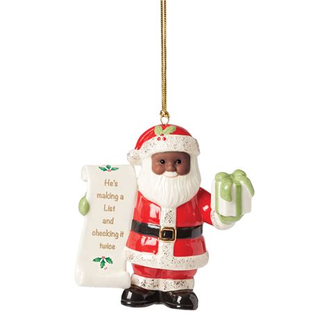 Lenox Christmas African American Santa With List Ornament