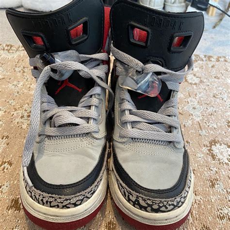 Sick Vintage Jordan Spizike In Wolf Grey With Red Depop