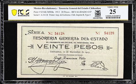 MEXICO REVOLUTIONARY Tesoreria General Del Estado Chihuahua 20 Pesos