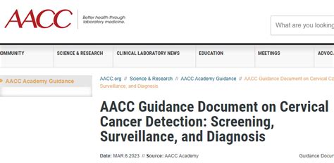 AACC Linee Guida Per Migliorare La Cura Del Cancro Cervicale