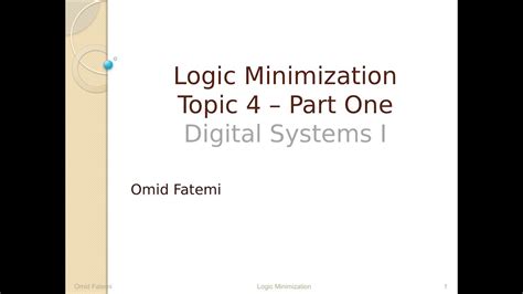 ITI 1100 Logic Minimization Part 2 Logic Minimization YouTube