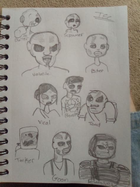 I drew all zombie types, besides poisonous and fire, in a cartoony ...