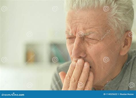 Portrait Of Senior Man Yawning Stock Photo Image Of Pensive Adult