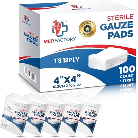 Amazon MED PRIDE 3 X 3 Sterile Gauze Pads For Wound Dressing 100