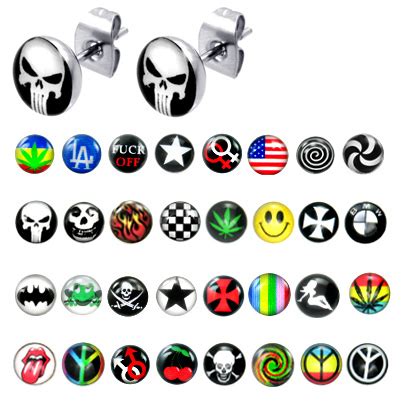 Pair Of L Surgical Steel Hypoallergenic Logo Stud Earrings