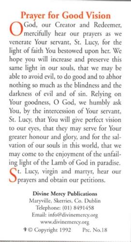 Prayer Cards: St. Lucy [25 Cards]