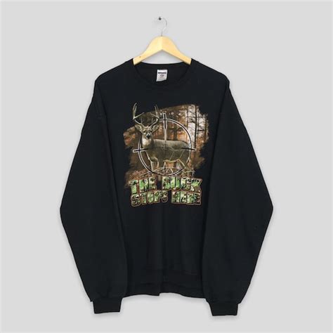 Vintage Whitetail Deer Habitat Black Sweatshirt Xlarg Gem